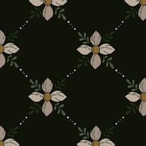 Small -Flower Tile - Neutral At Midnight