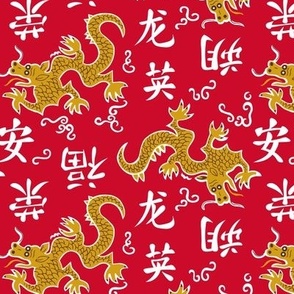 Year of the Dragon on red