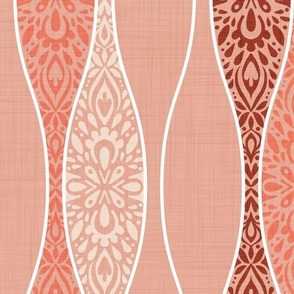 Minimally Lacy Ogee coral wallpaper scale