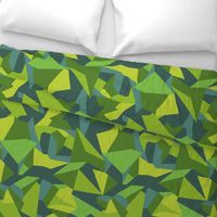 Cubist Pattern - 04- L - Green - by 3h-Art Oda, green, gray, abstract geometric cubic tiles, block shapes, cubism art style inspired, abstract cubic