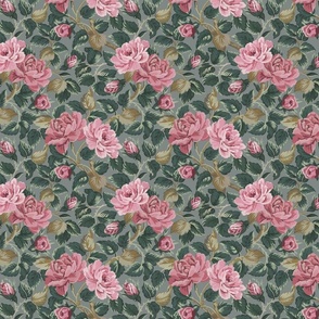 Vintage Rose Garden - Sage Green & Pink