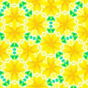 Yellow Flowers with Green Geometric Shapes