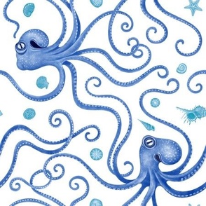 Dancing octopus amongst shells