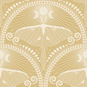 Auspicious Luna Moth / Art Deco / Mystical Magical / Soft Gold / Large