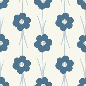   Small Flower Child in dark blue on creme- French Country
