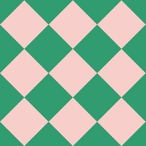 Diagonal Checkerboard Large - Pink and Green