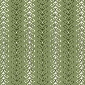 Extra Small_Hand Drawn White Raindrops and Dots Vertical Stripes on Medium Green Background