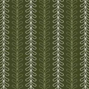 Extra Small_Hand Drawn White Raindrops and Dots Vertical Stripes on Dark Green Background