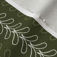 Small_Hand Drawn WhiteS Rain Drops and Dots Vertical Stripes on Dark Green Background