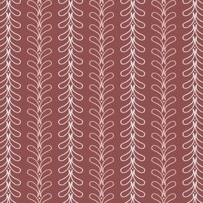 Extra Small_Hand Drawn White Raindrops and Dots Vertical Stripes on Dark Dusty Pink Background