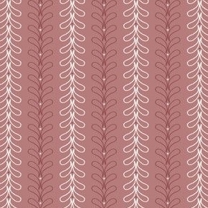 Extra Small_Hand Drawn White Raindrops and Dots Vertical Stripes on Medium Dusty Pink Background