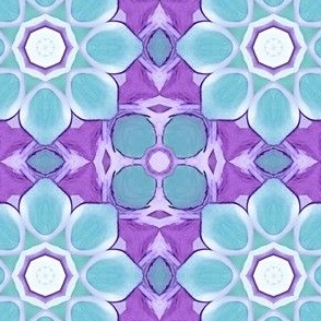Purple, Teal and Blue Flower Kaleidoscope Pattern
