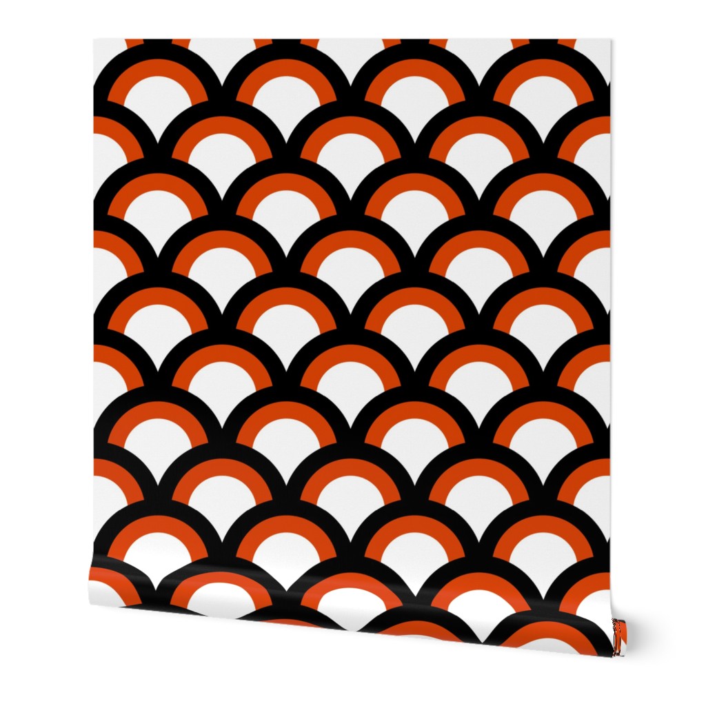 Geometric Arches Orange, Black and White LARGE