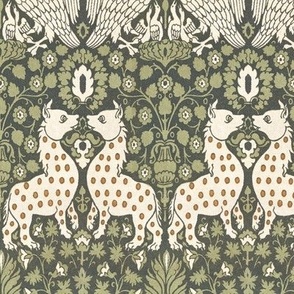 1400s Vintage Llama Llama Goose Drama Italian Tapestry - Original Colors