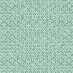 Faux Velvet Leaf Green Fan Pattern Wallpaper 