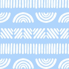 Blue Boho Stripes in Pastel Blue and White - Jumbo - Kid's Boho, Kid's Room, Baby Boy Nursery