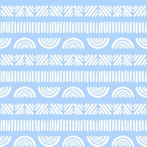 Blue Boho Stripes in Pastel Blue and White - Large - Kid's Boho, Kid's Room, Baby Boy Nursery