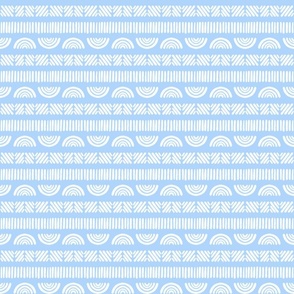 Blue Boho Stripes in Pastel Blue and White - Medium - Kid's Boho, Kid's Room, Baby Boy Nursery