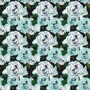 Turquoise rose bouquet on black - small 