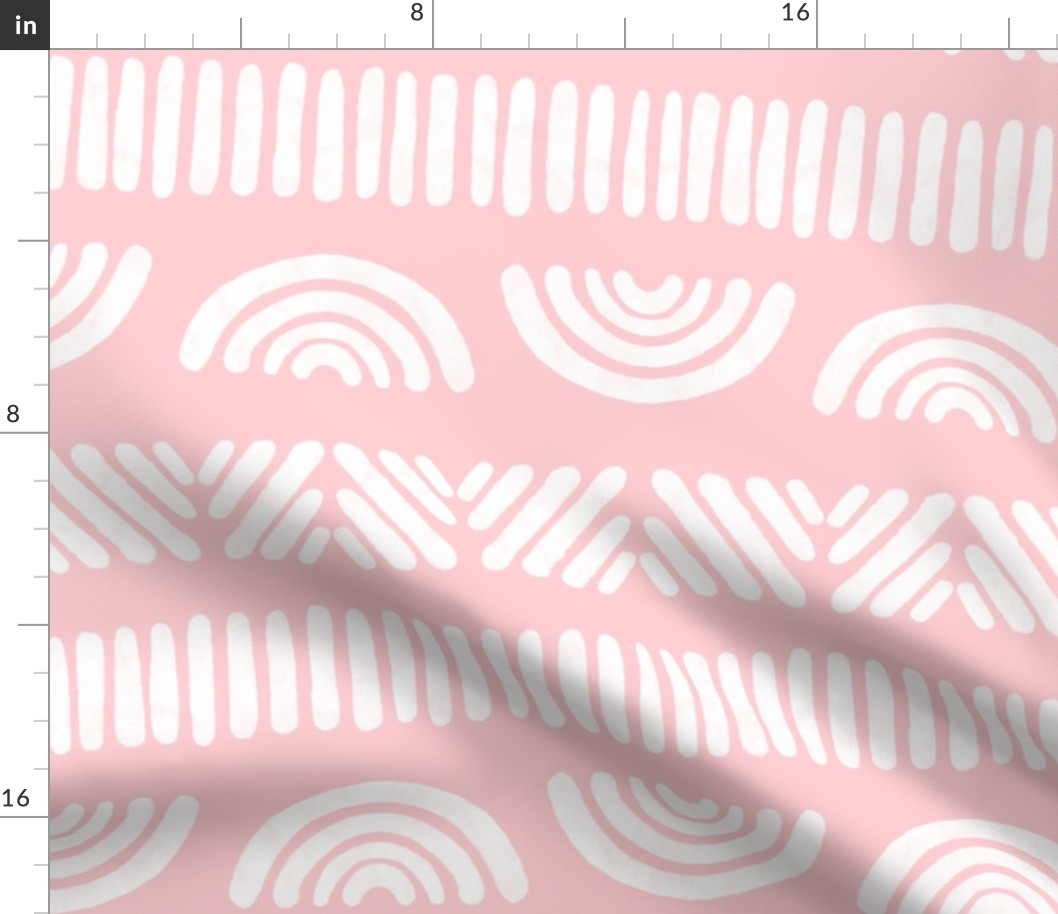 Peachy Pink Boho Stripes in Pastel Coral Pink and White - Jumbo - Kid's Boho, Girl's Room, Baby Nursery