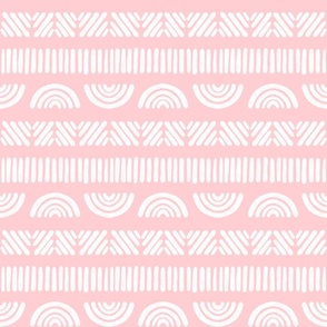 Peachy Pink Boho Stripes in Pastel Coral Pink and White - Large - Kid's Boho, Girl's Room, Baby Nursery