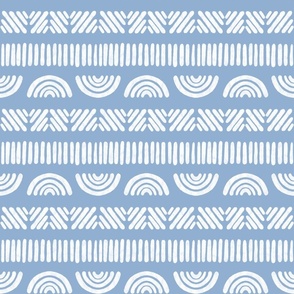 Blue-Gray Boho Stripes in Blue-Gray and White - Large - Kid's Boho, Boy's Room, Baby Nursery