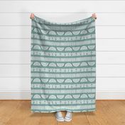 Green Boho Stripes in Light Forest Green and White - Jumbo - Kid's Boho, Boy's Room, Baby Nursery