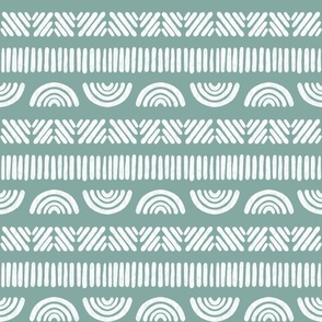 Green Boho Stripes in Light Forest Green and White - Large - Kid's Boho, Boy's Room, Baby Nursery