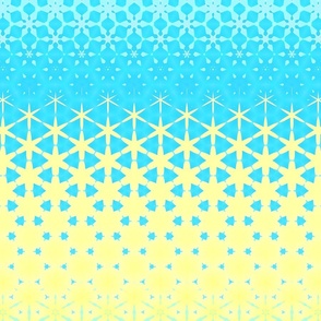 Yellow and Sky Blue Geometric Stars and Snowflakes
