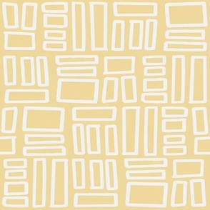 Rough Rectangles Hand Drawn (M) - Abstract Books - Honeybee Yellow and Snow White