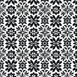 Monochrome Floral Symphony - Black and White