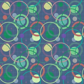 retro gray green abstract pattern with circles and rings