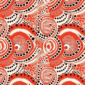 Vivid Crimson Paisley Swirls - Abstract Dot Art