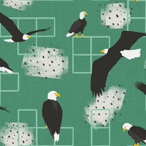 Bald Eagles Abstract - Green Medium Scale