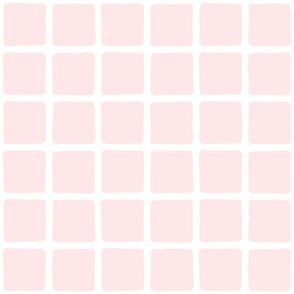 Blush Pink Grid Windowpane Squares in Light Coral Pink and White - Large - Blush Pink Nursery, Light Pink Squares, Pastel Easter Checks