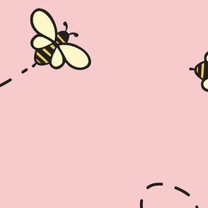 Busy bees on blush pink - large 