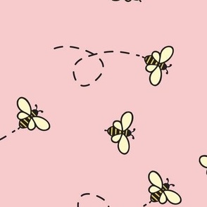 Busy bees on blush pink - medium