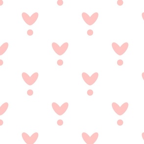 Pink hearts and dots on a white background