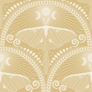 Auspicious Luna Moth / Art Deco / Mystical Magical / Soft Gold / Medium