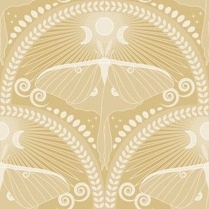 Auspicious Luna Moth / Art Deco / Mystical Magical / Soft Gold / Small