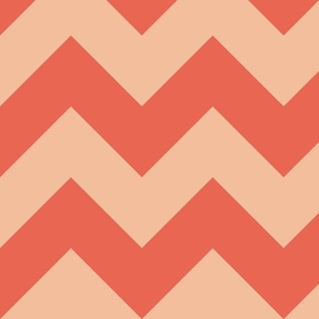 beige and orange chevron, autumn lines, zig zag, geometric (large)