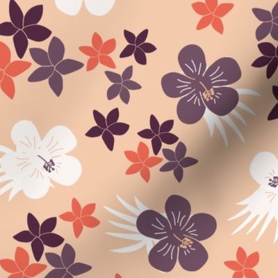 hibiscus flower, tropical floral, hawaii, beige botanical (medium)