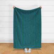 Folktale delight stripes - turquoise on teal