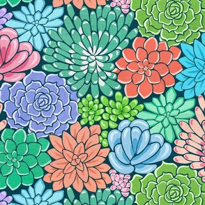 Succulent Flower Bed Botanical - Colorful - Medium Scale