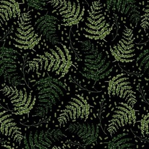Greenery ferns Pressed flowers black