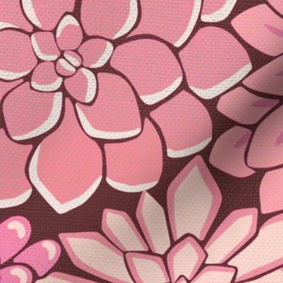 Succulent Flower Bed Botanical - Dusty Pinks - Large Scale