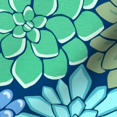 Succulent Flower Bed Botanical - Cool Hues  - Large Scale