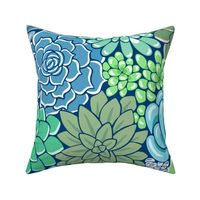 Succulent Flower Bed Botanical - Cool Hues  - Large Scale