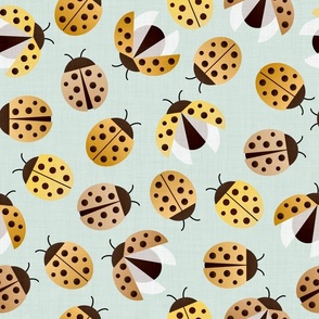 Ladybugs in caramel on sage