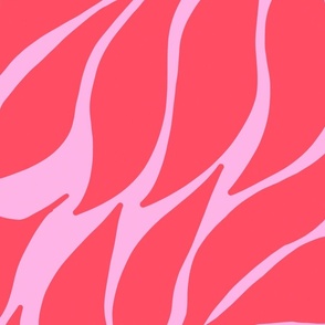 Wavy Leaves Hot Pink on Candy Pink - XL